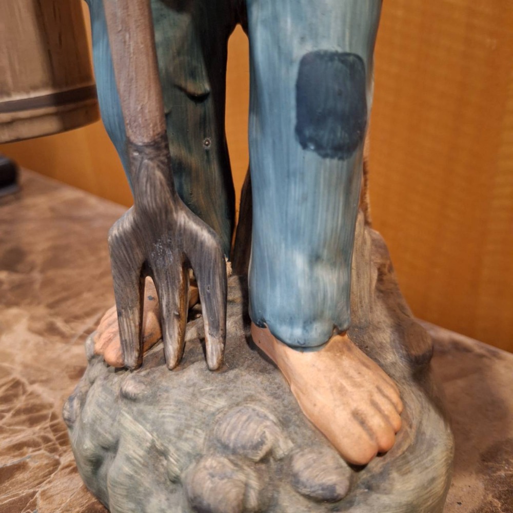 二手HOMCO陶偶, 肩挑水桶的老農夫. 無廠標-細節圖6