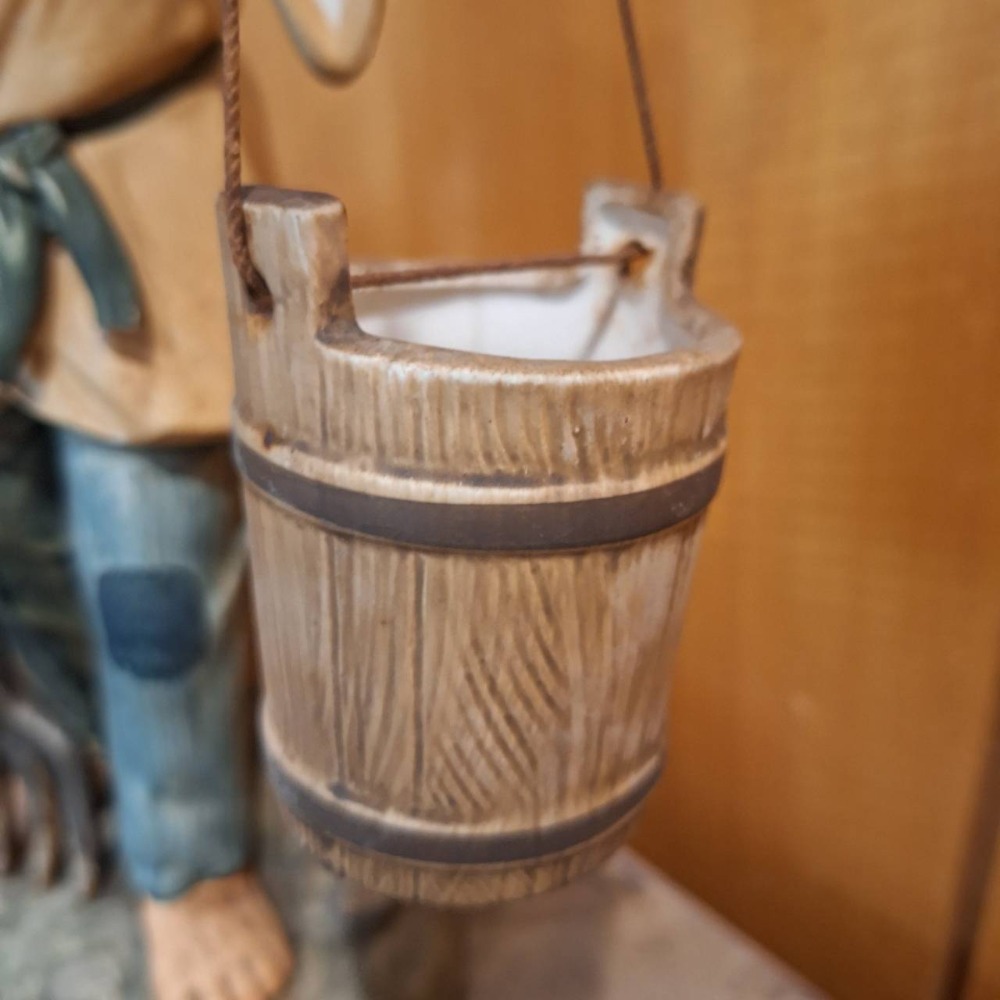 二手HOMCO陶偶, 肩挑水桶的老農夫. 無廠標-細節圖7