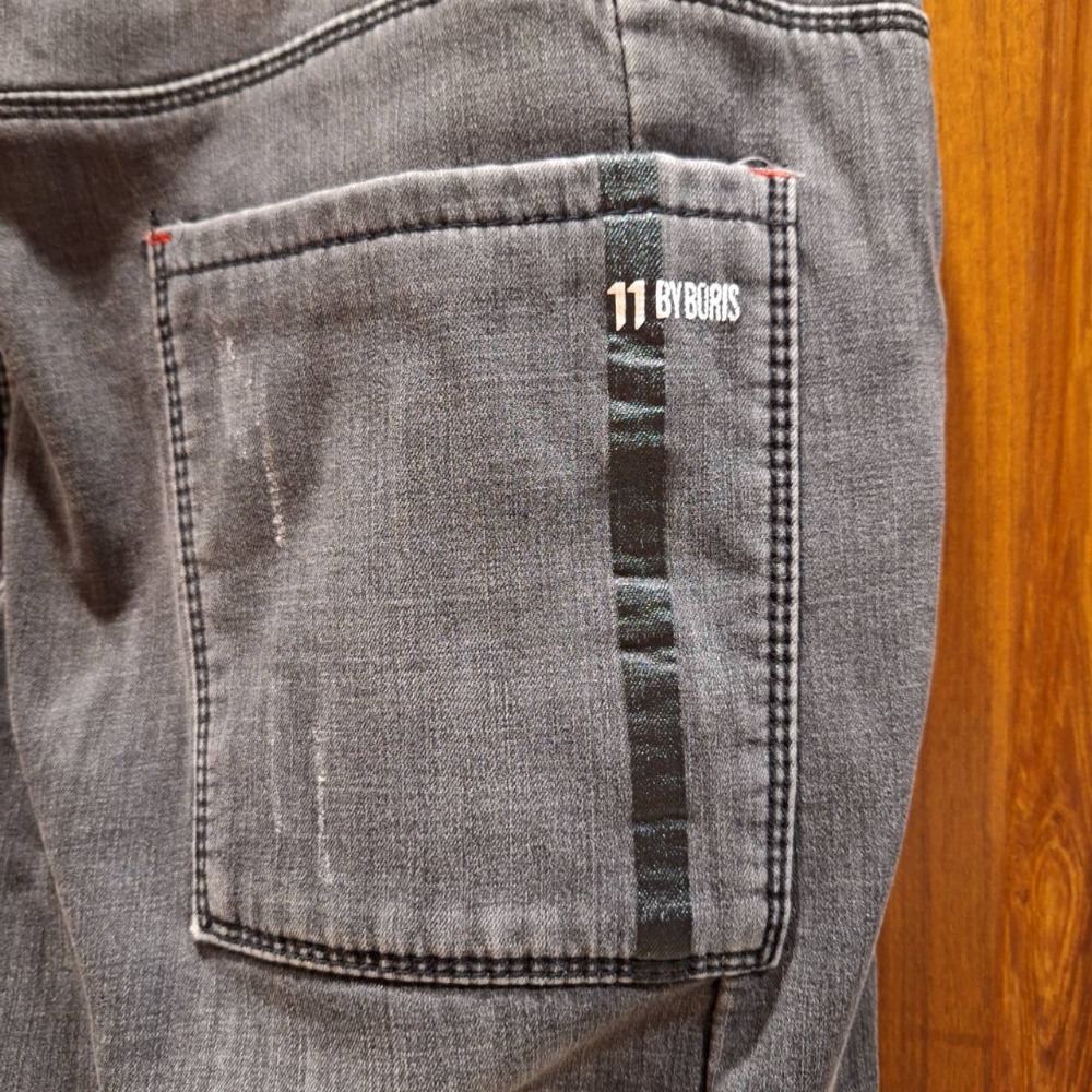 二手男士冬季保暖內刷毛鐵灰色牛仔褲, 尺寸175/84A-細節圖4