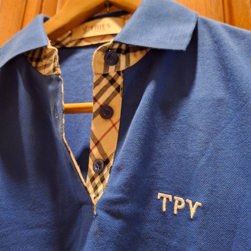 二手衣, 女士寶藍色立領短袖Polo衫,尺碼S號-細節圖3