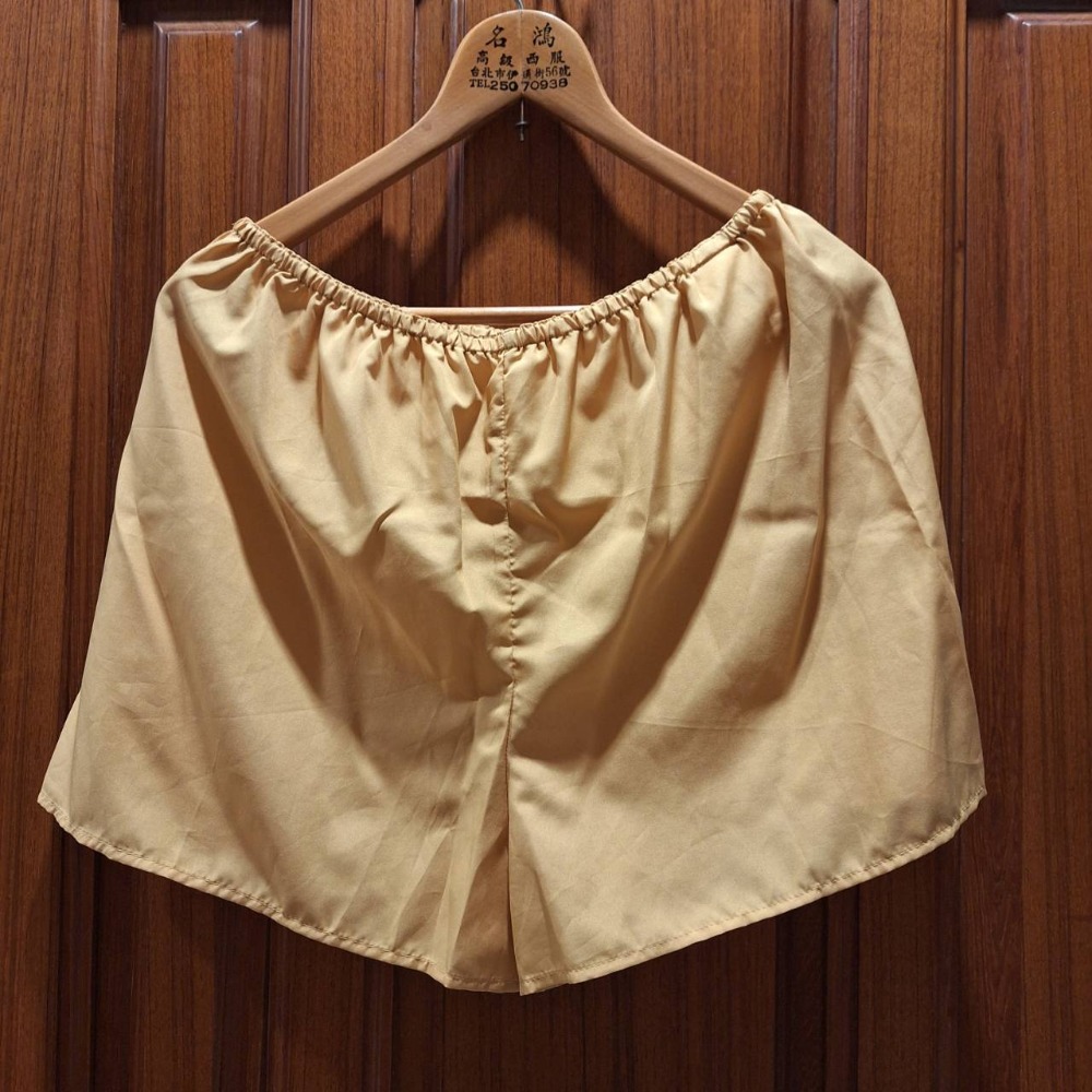 UNIQLO女士二手闊腿皺褶鵝黃色長褲, 附內襯短褲, 尺碼L號160/70A, 適合夏天穿著-細節圖6