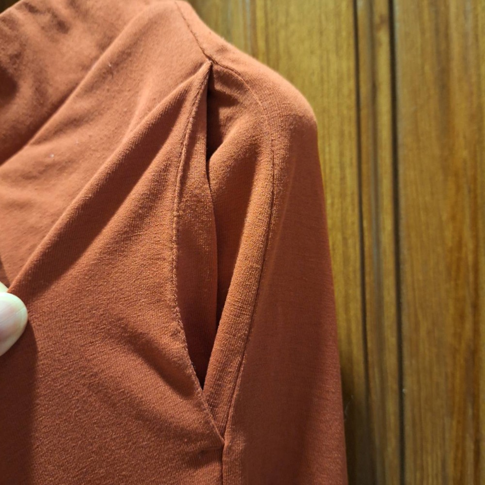 二手衣物！UNIQLO女士闊腿磚紅色長褲, 尺碼L號, 適合春秋兩季穿著-細節圖3