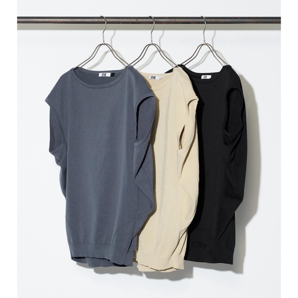 全新商品，UNIQLO女士繭型無袖針織衫，灰色，每件售價900元-細節圖4