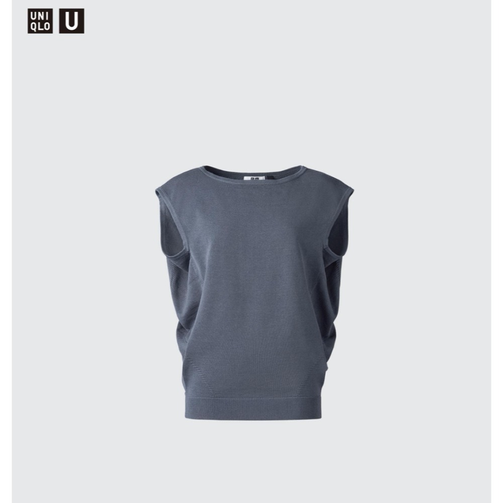 全新商品，UNIQLO女士繭型無袖針織衫，灰色，每件售價900元-細節圖5