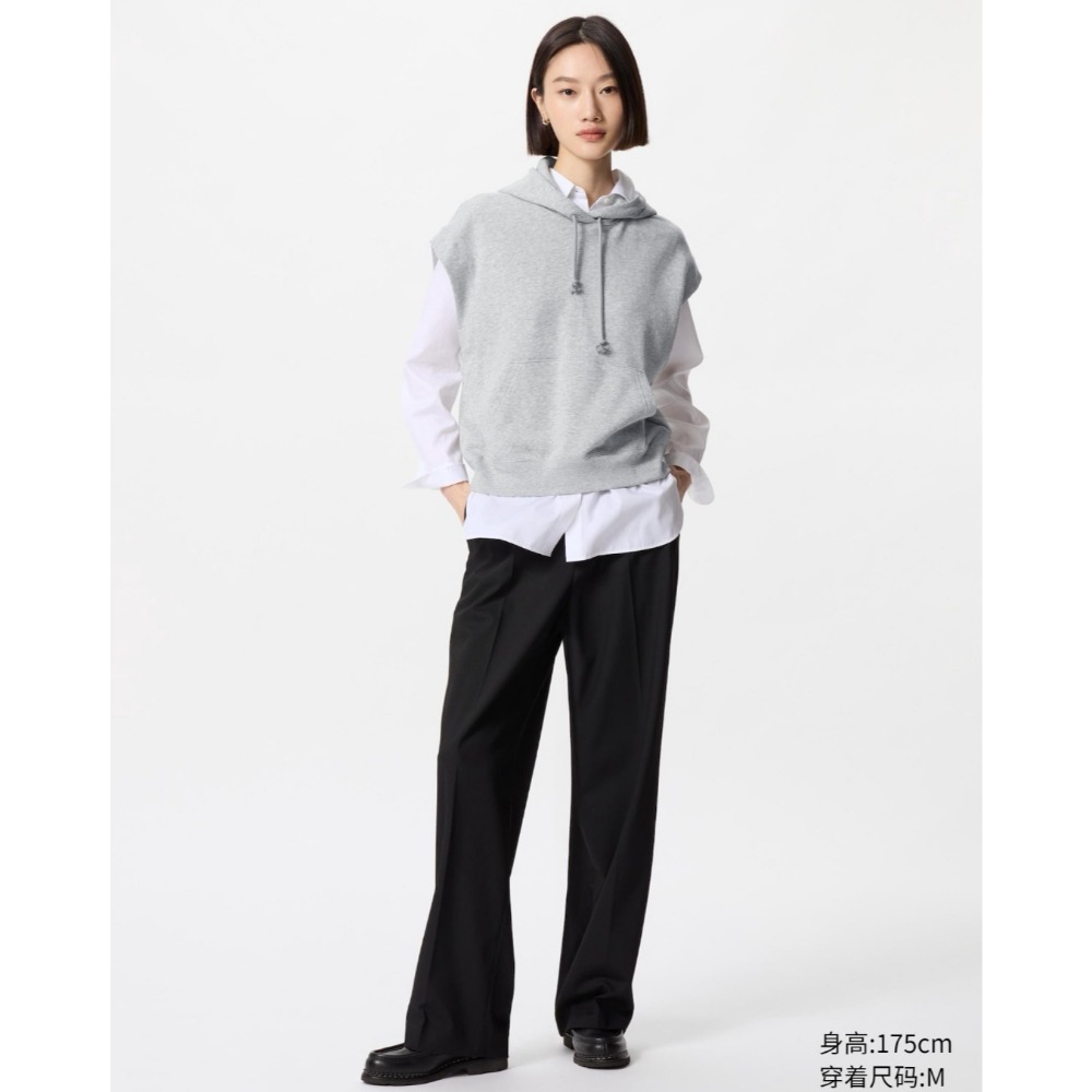 全新商品，UNIQLO女士無袖休閑連帽上衣，黑色，每件售價700元-細節圖2