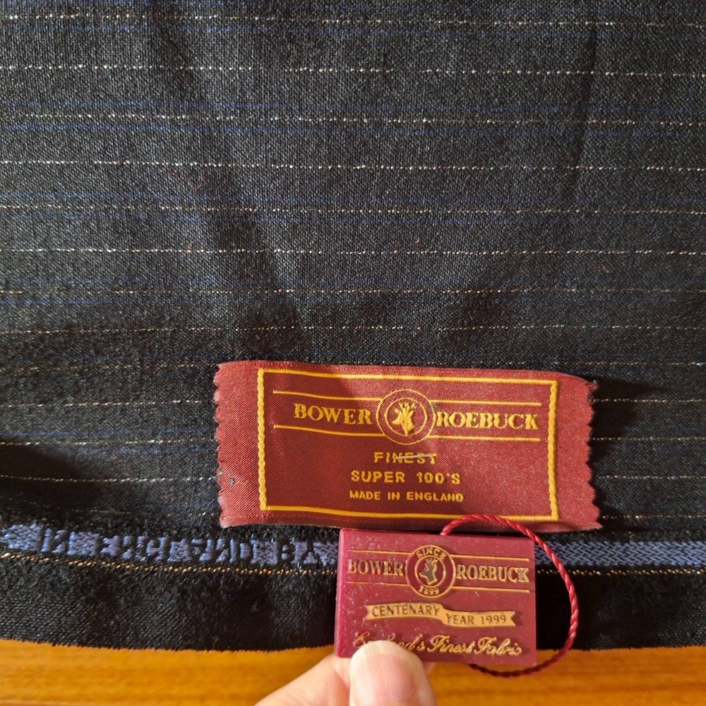 全新商品,英國製造, 黑色帶銀線100%羊毛西服布料一塊-細節圖2