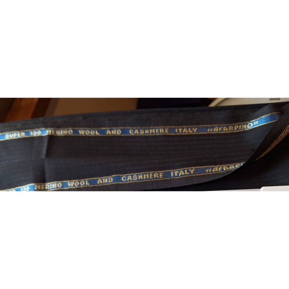 全新商品,義大利製造, AFARPINO黑色條紋MERINO SUPER 120 CASHMERE羊毛布料一塊-細節圖2