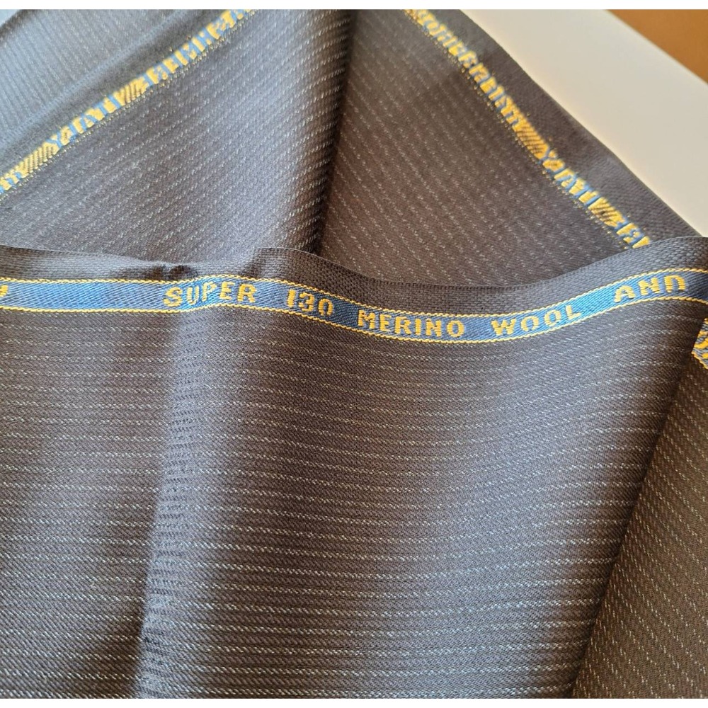 全新商品,義大利製造, AFARPINO黑色條紋MERINO SUPER 120 CASHMERE羊毛布料一塊-細節圖2