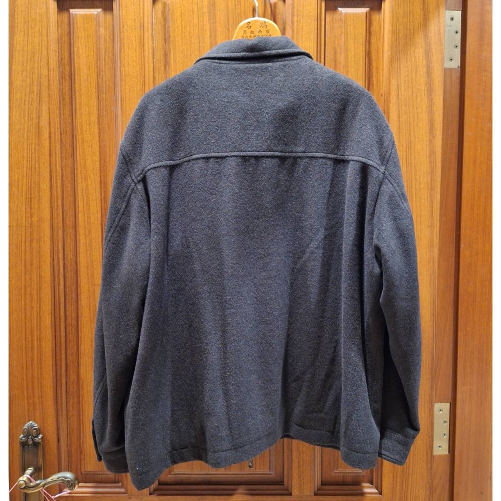 二手PIERRE BALMAIN男士冬季黑色中長版/拉鍊立領內刷毛保暖外套/60%羊毛, 尺碼3L號-細節圖2