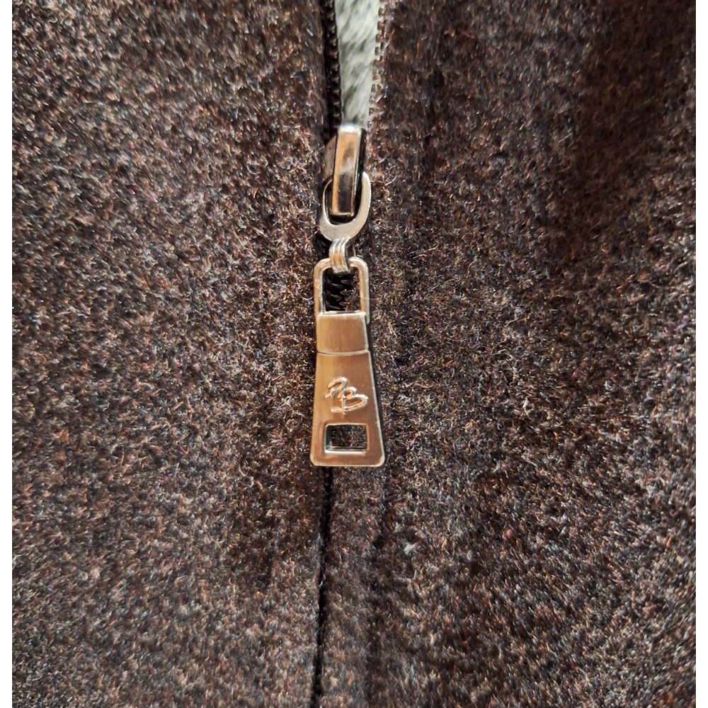 二手PIERRE BALMAIN男士冬季黑色中長版/拉鍊立領內刷毛保暖外套/60%羊毛, 尺碼3L號-細節圖5