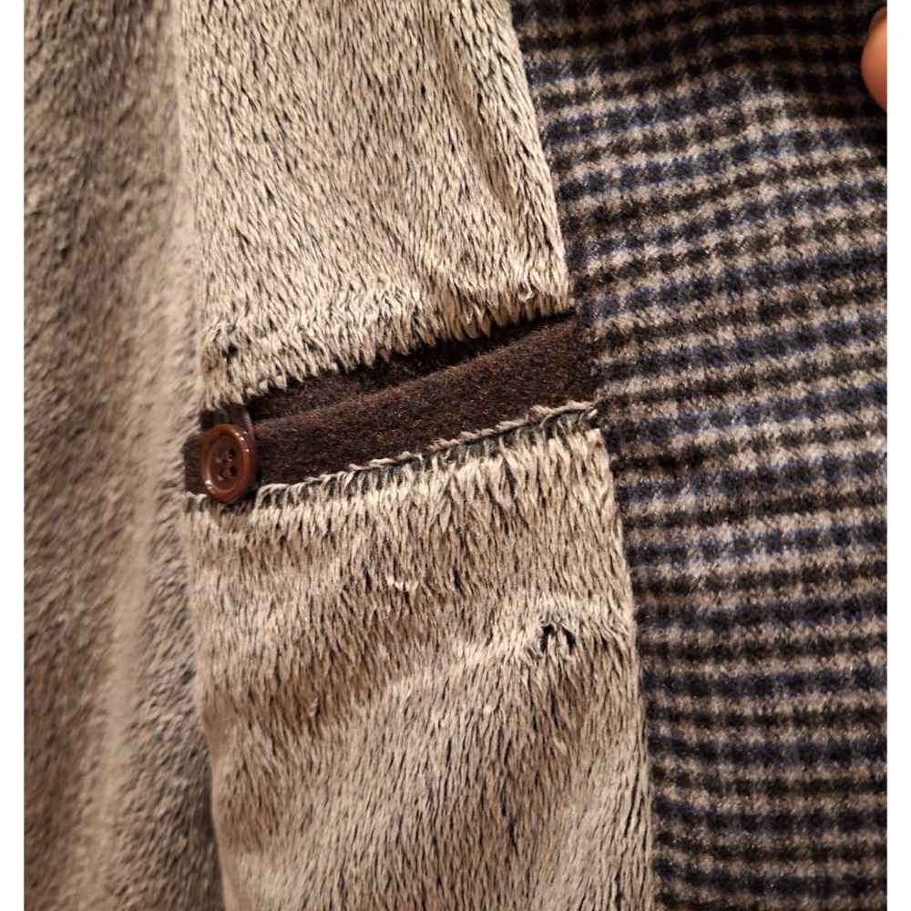 二手PIERRE BALMAIN男士冬季黑色中長版/拉鍊立領內刷毛保暖外套/60%羊毛, 尺碼3L號-細節圖7