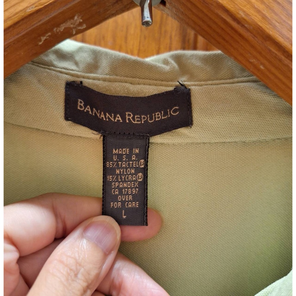 女士二手衣, 美國製造/Banana Republic蘋果綠色長袖襯衫, 尺碼L號-細節圖5