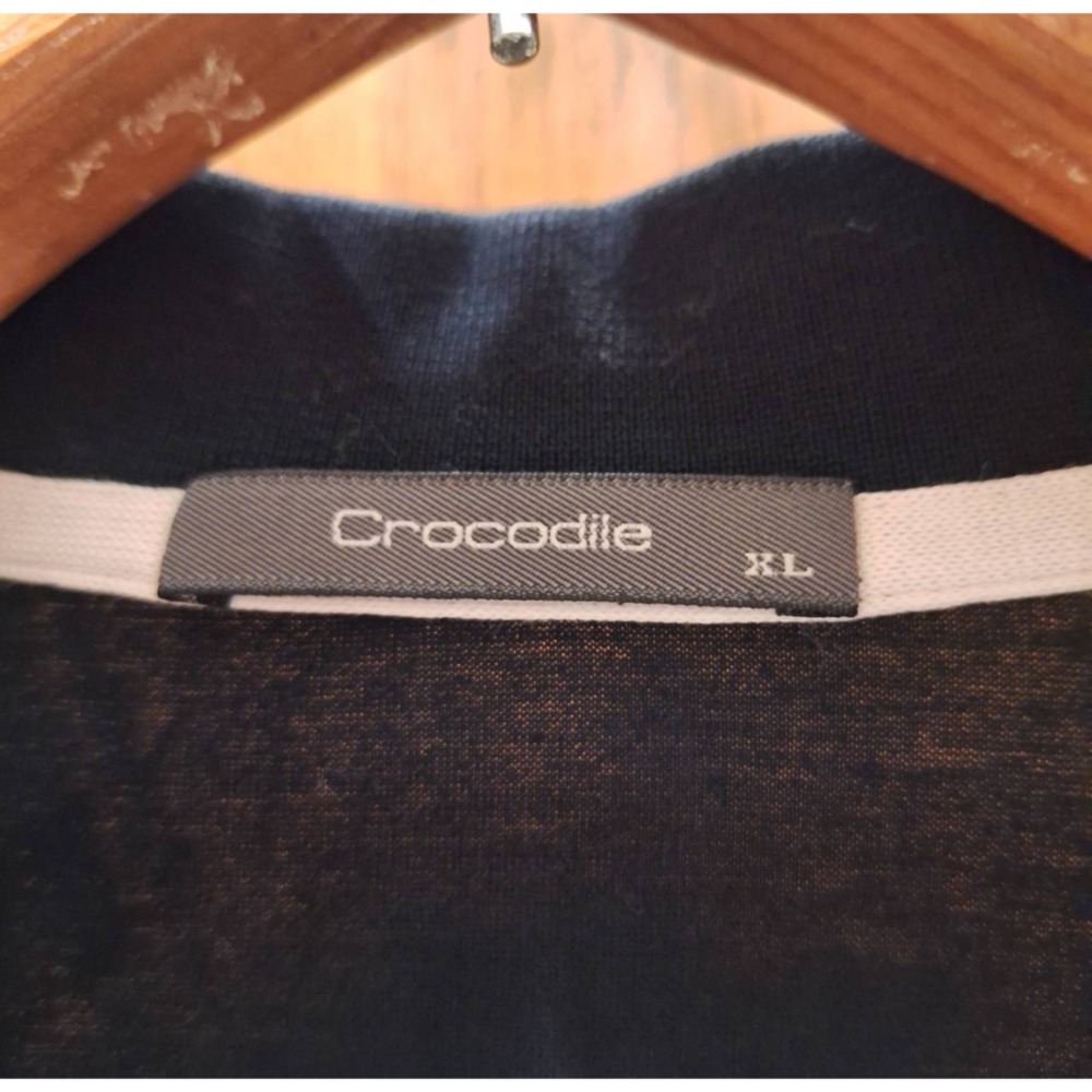 二手九成新Crocodile男士短袖藍綠白三色條紋100%純棉Polo衫,尺碼XL號-細節圖6