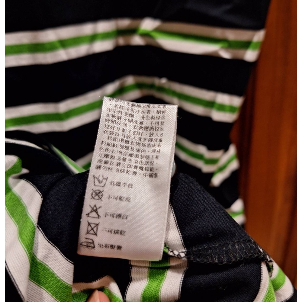 二手九成新Crocodile男士短袖藍綠白三色條紋100%純棉Polo衫,尺碼XL號-細節圖8