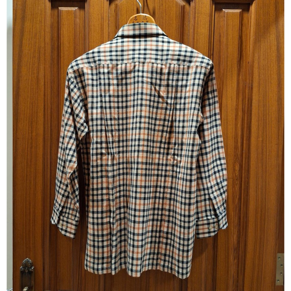 二手DAKS男士羊毛長袖經典格紋襯衫, 尺碼L號, 洗標已剪，有更改過袖長-細節圖2