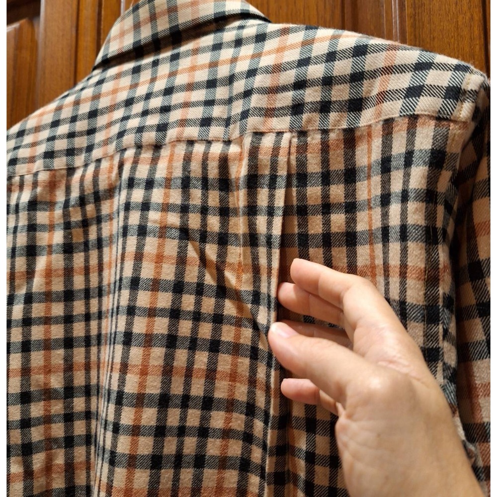 二手DAKS男士羊毛長袖經典格紋襯衫, 尺碼L號, 洗標已剪，有更改過袖長-細節圖4
