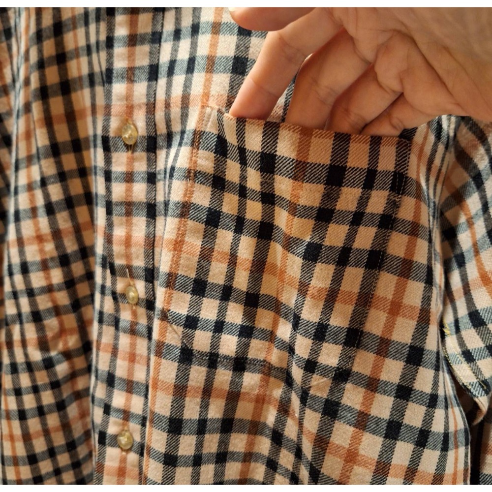 二手DAKS男士羊毛長袖經典格紋襯衫, 尺碼L號, 洗標已剪，有更改過袖長-細節圖6