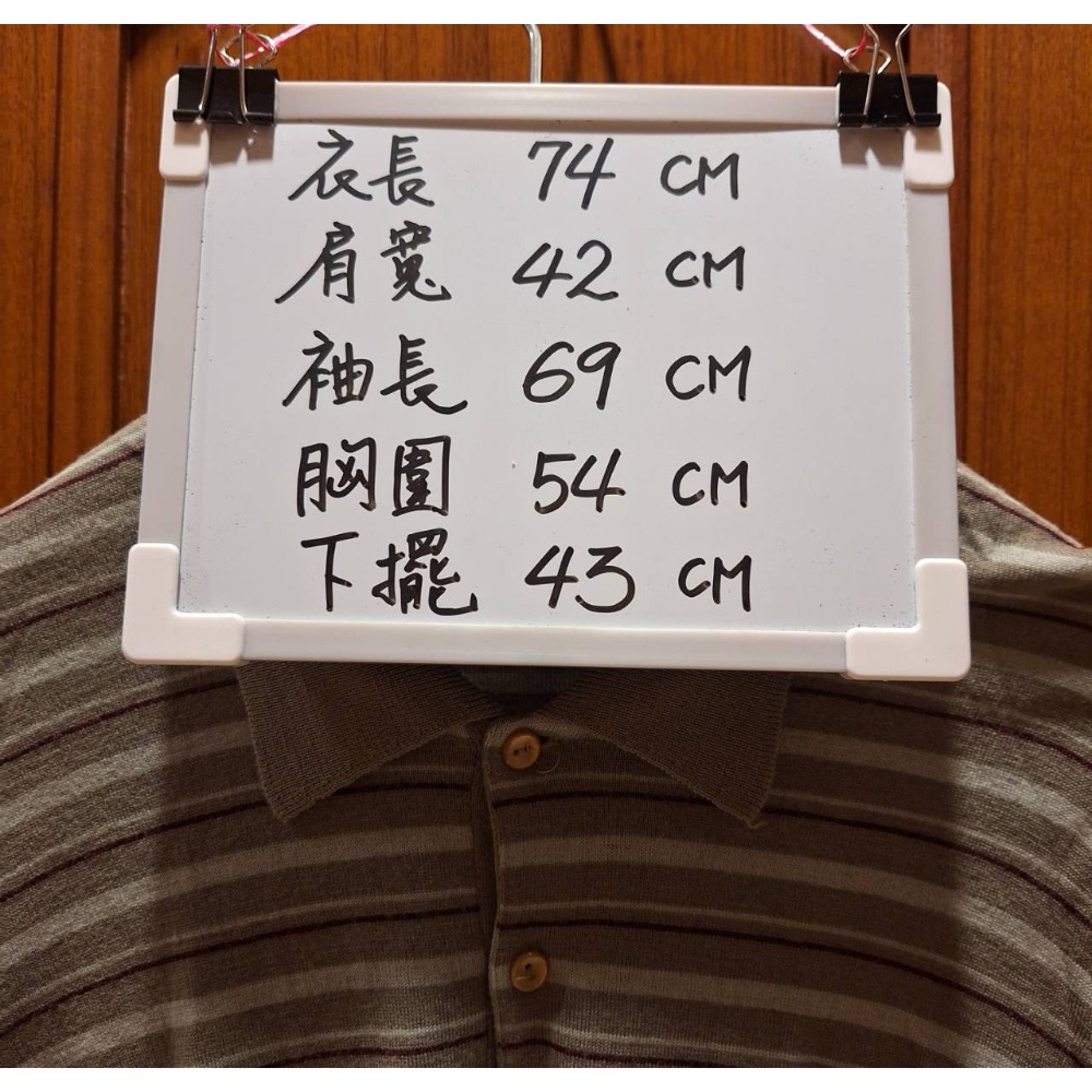 二手商品, 英國製, John Smedley男士100%羊毛灰白紅條紋長袖Polo衫, 適合尺碼, M-L號-細節圖9