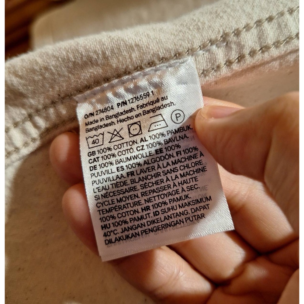 全新女士H&M oversized米白色丹寧布短袖夾克外套, 尺碼S號-細節圖6