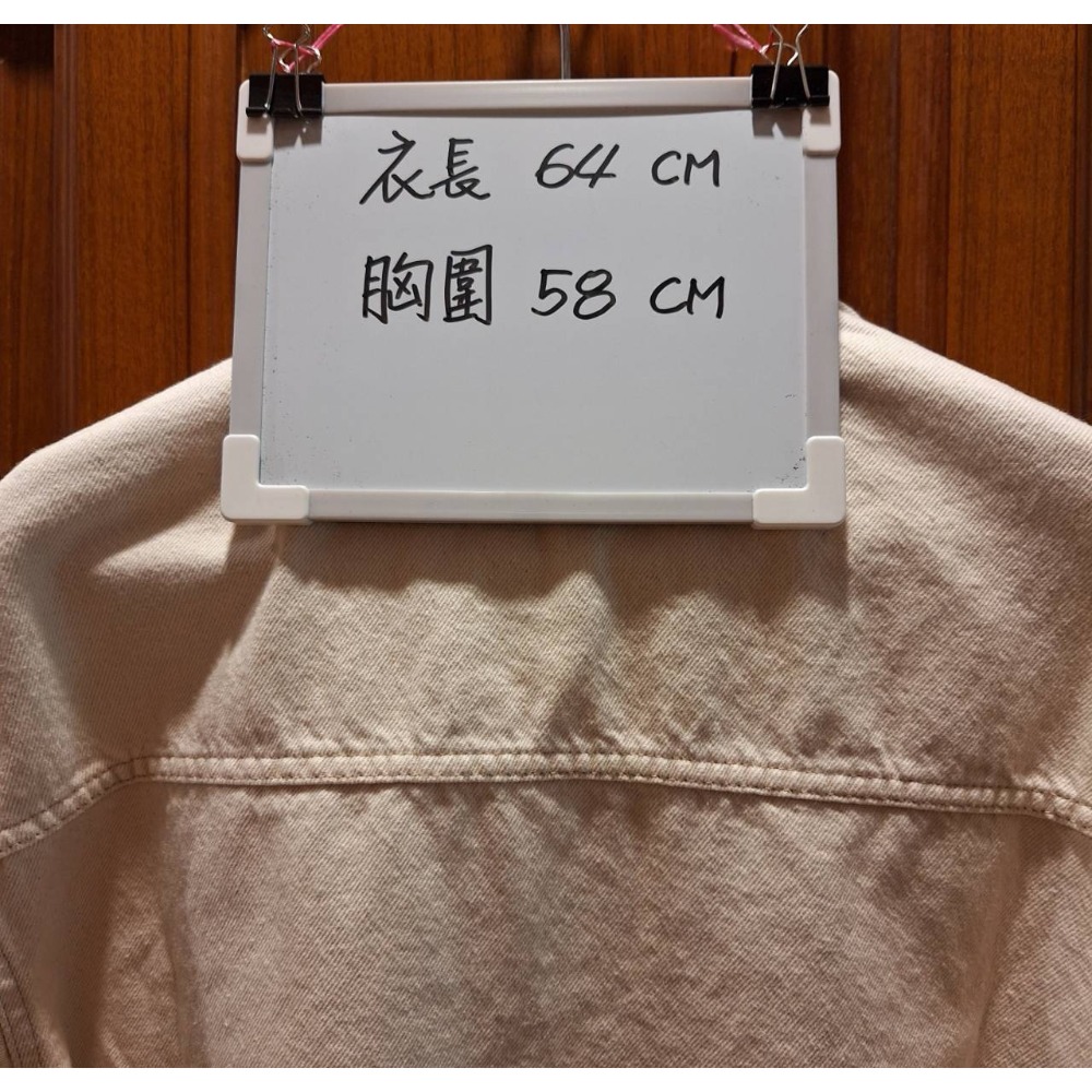 全新女士H&M oversized米白色丹寧布短袖夾克外套, 尺碼S號-細節圖7