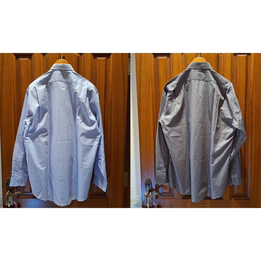 二手Binna男士長袖襯衫, 淺藍色、灰色各一件, 兩件打包一起賣, 尺碼17號半-細節圖2