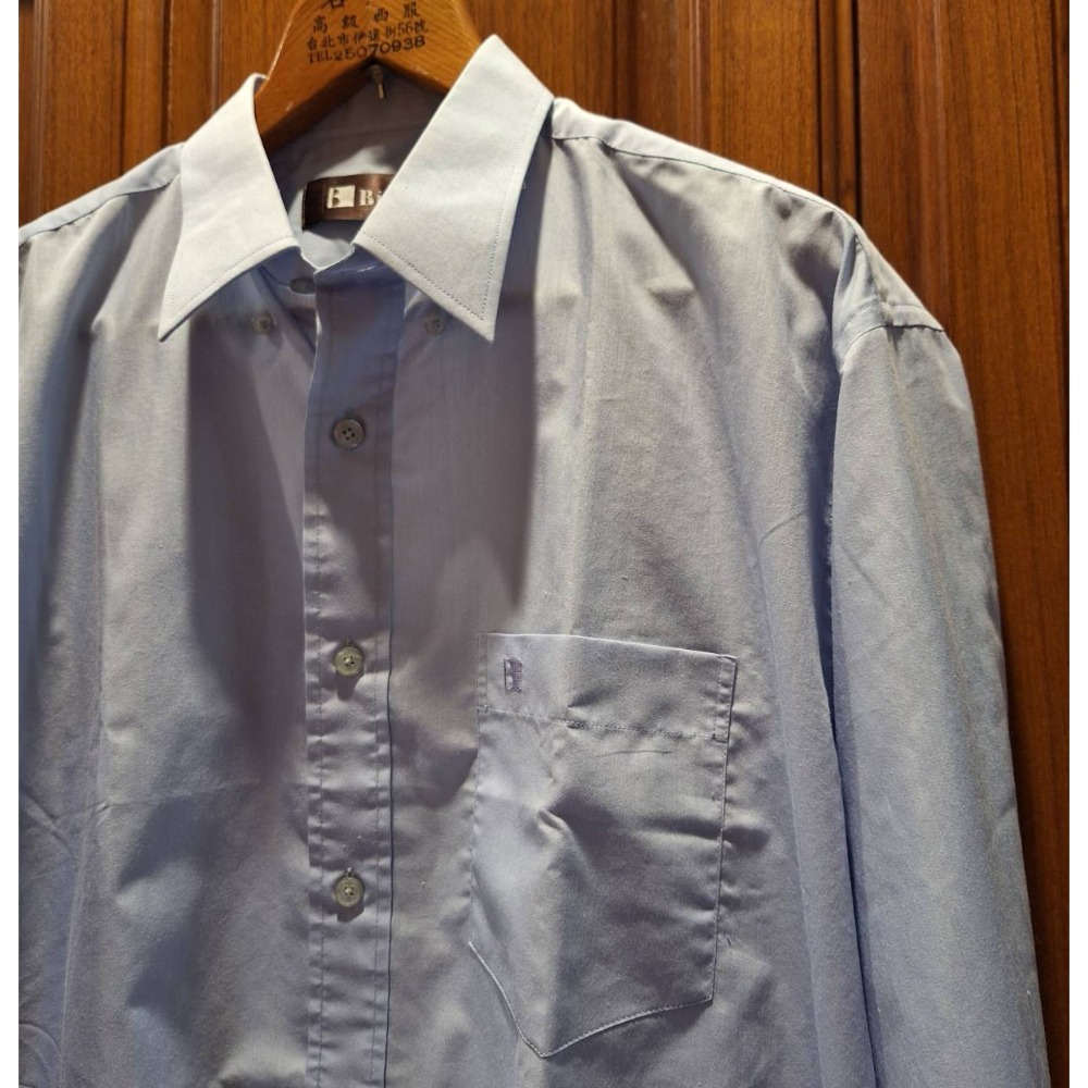 二手Binna男士長袖襯衫, 淺藍色、灰色各一件, 兩件打包一起賣, 尺碼17號半-細節圖3