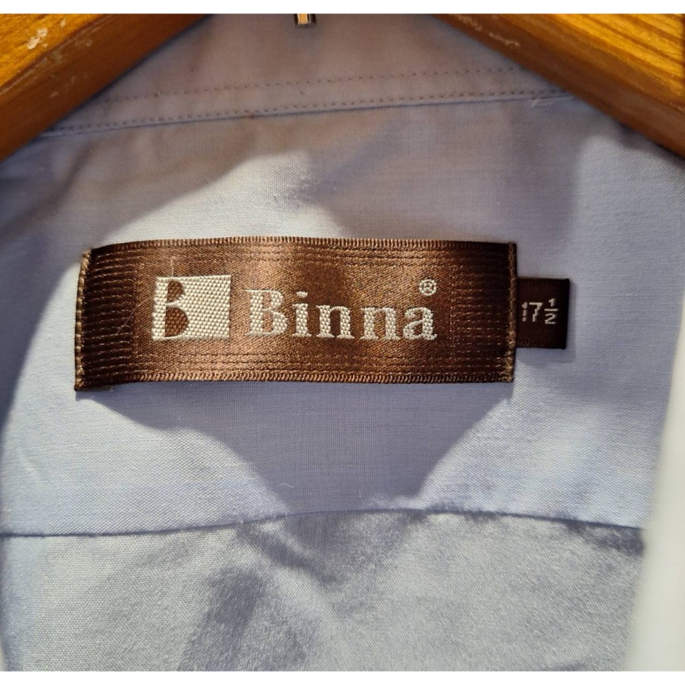 二手Binna男士長袖襯衫, 淺藍色、灰色各一件, 兩件打包一起賣, 尺碼17號半-細節圖7