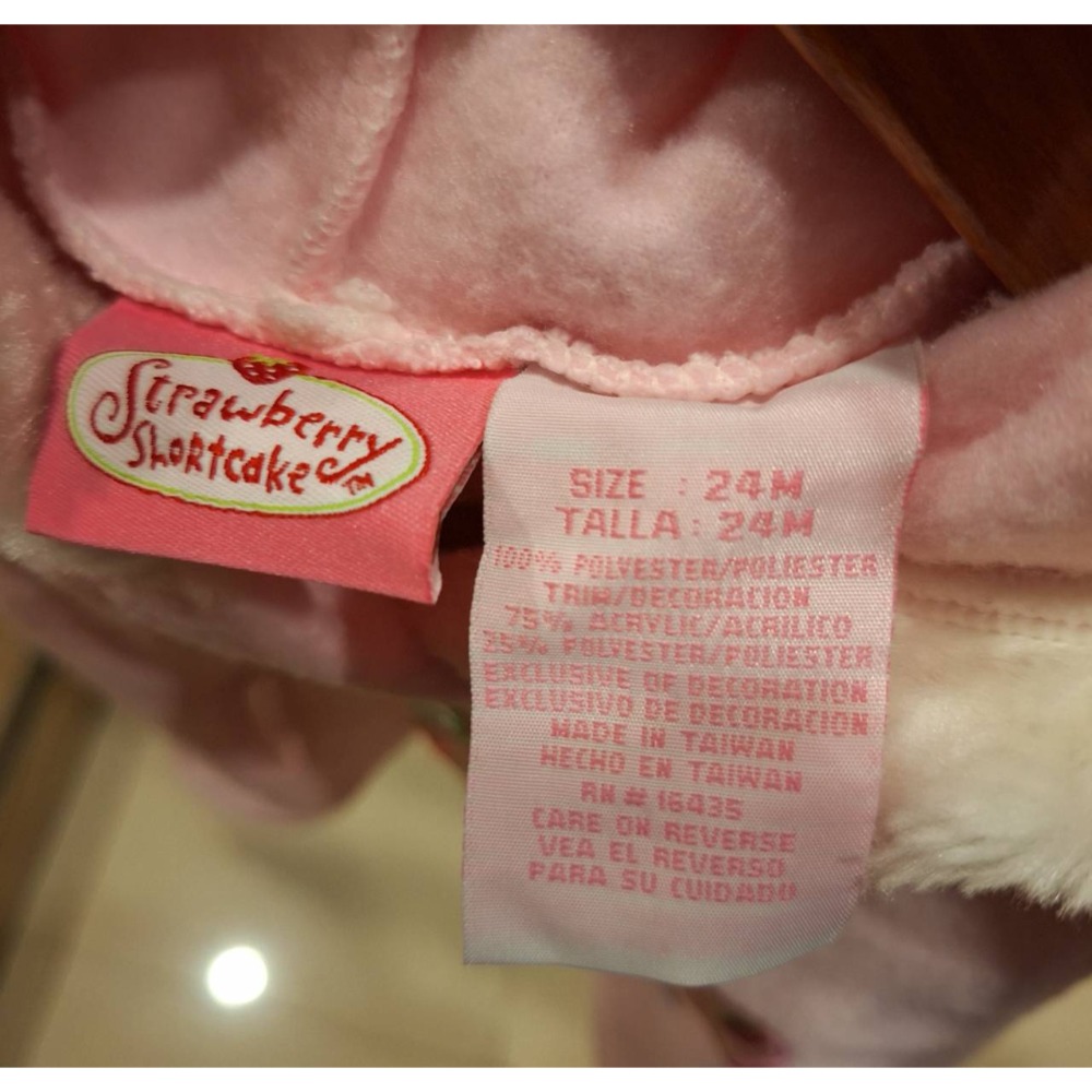 全新冬季刷毛女童裝,Strawberry Shortcake粉色滾白邊長袖連帽T.-細節圖5