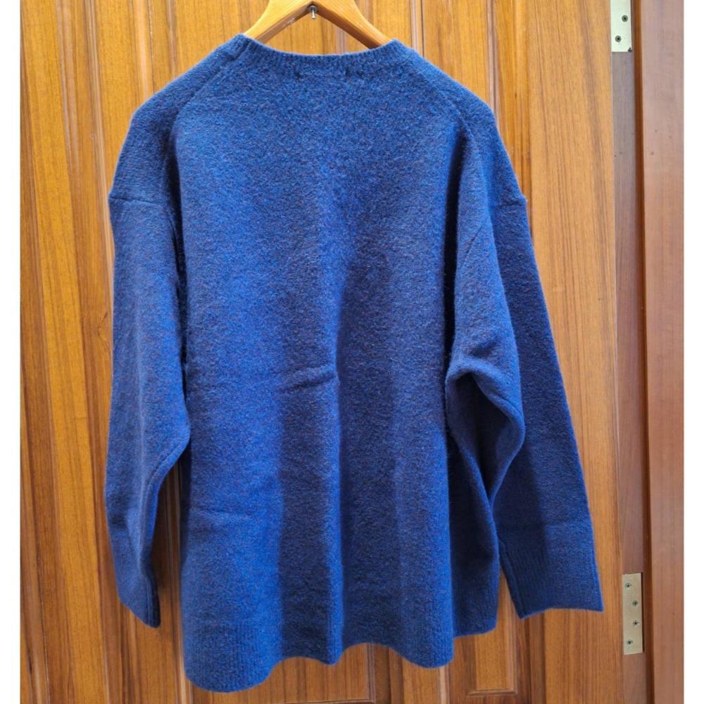 全新商品, UNIQLO女性深藍色oversized混紡羊毛圓領長袖毛衣,尺碼3XL號-細節圖2