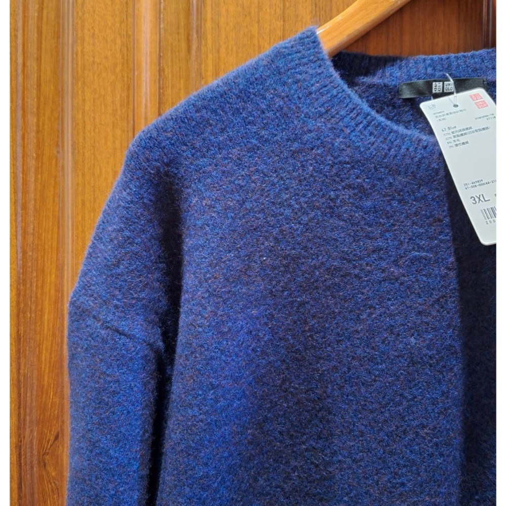 全新商品, UNIQLO女性深藍色oversized混紡羊毛圓領長袖毛衣,尺碼3XL號-細節圖3