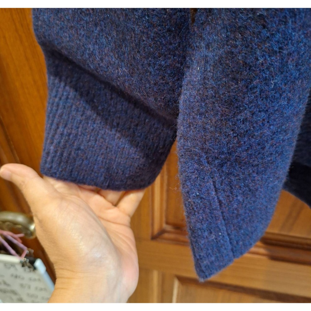 全新商品, UNIQLO女性深藍色oversized混紡羊毛圓領長袖毛衣,尺碼3XL號-細節圖4