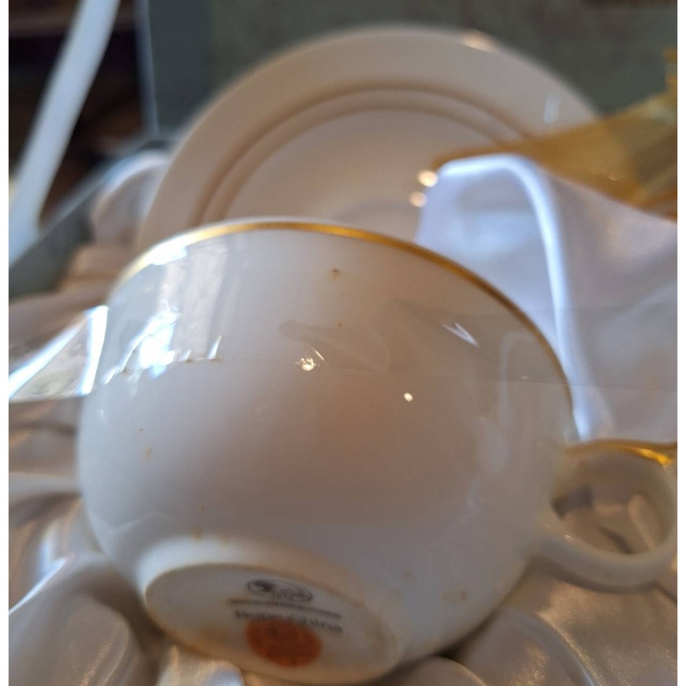 全新商品,德國獅牌HUTSCHENREUTHER咖啡杯、盤一對含金色湯匙禮盒組-細節圖2