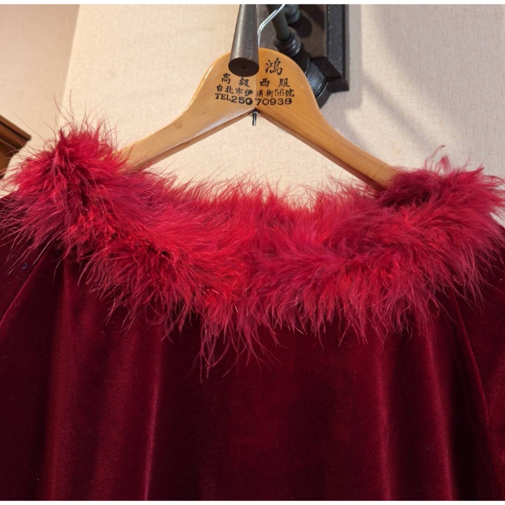 日本製, 女士二手衣, 毛圈領口紅色絲絨冬季長袖上衣, 適合尺碼M號-細節圖2