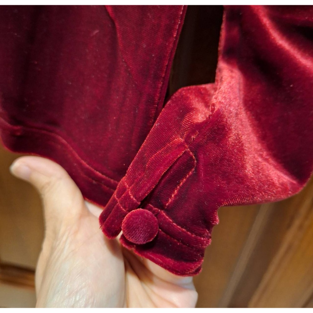 日本製, 女士二手衣, 毛圈領口紅色絲絨冬季長袖上衣, 適合尺碼M號-細節圖4