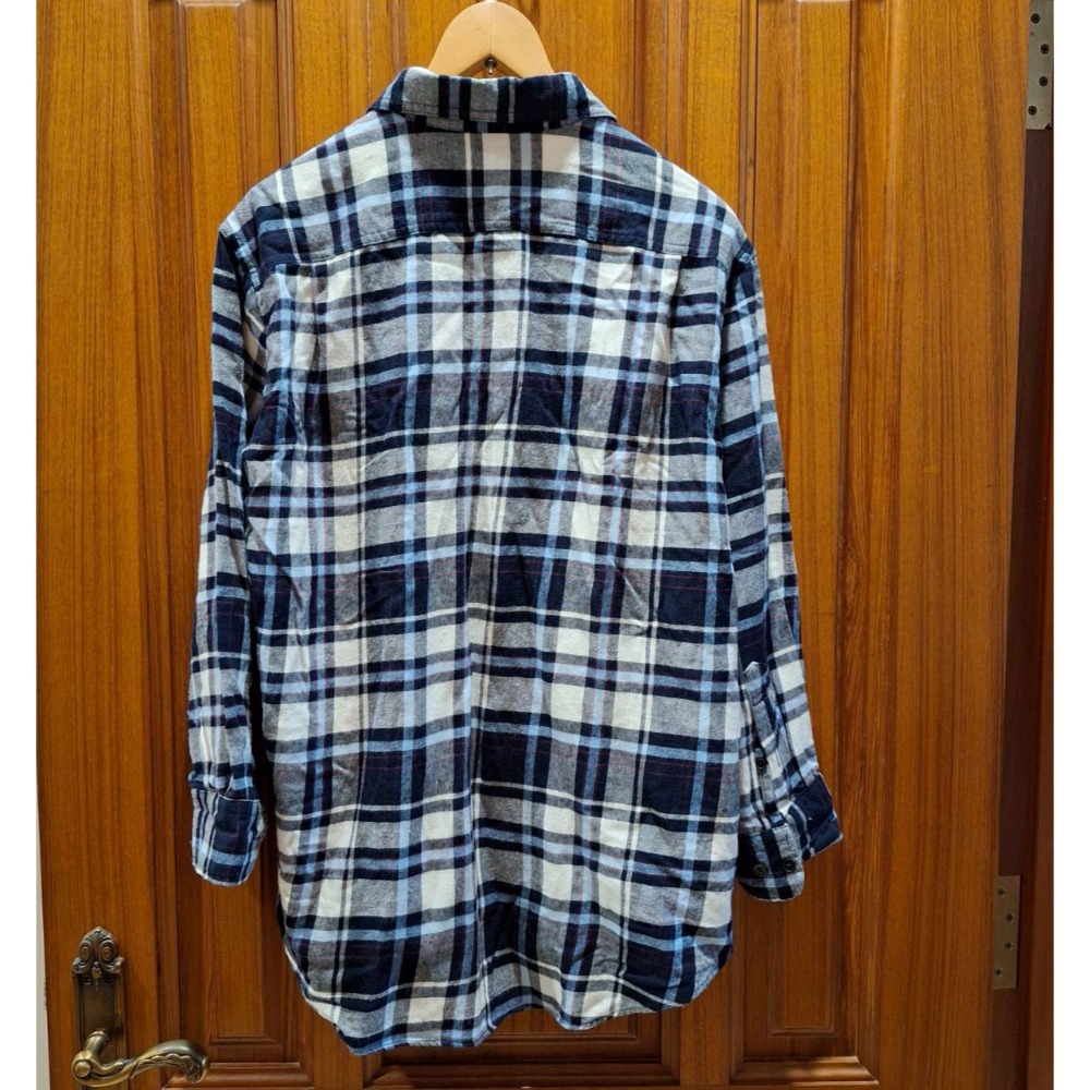 二手NET男士冬季長袖大格紋襯衫, 尺碼L號, 更改過袖長-細節圖2