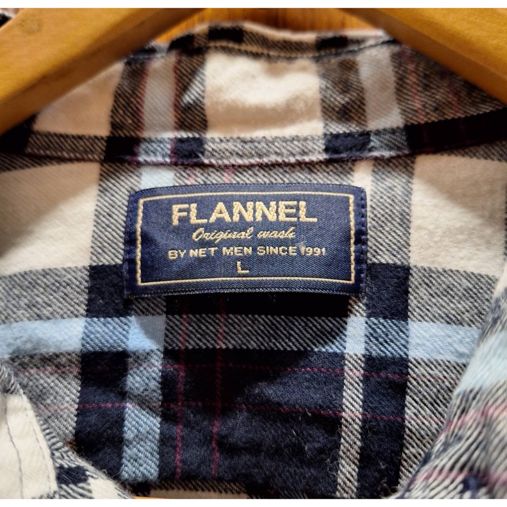 二手NET男士冬季長袖大格紋襯衫, 尺碼L號, 更改過袖長-細節圖6