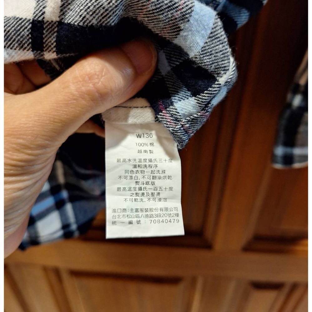 二手NET男士冬季長袖大格紋襯衫, 尺碼L號, 更改過袖長-細節圖7