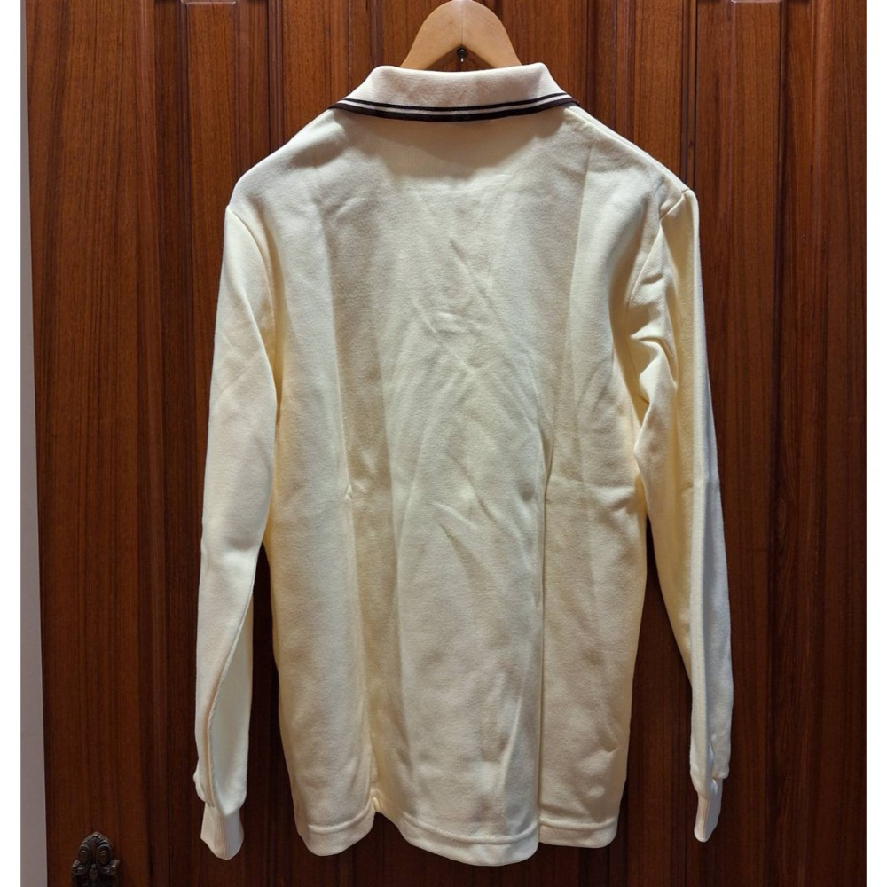二手上衣,男士棉質長袖米黃色Polo衫,尺碼M號-細節圖2