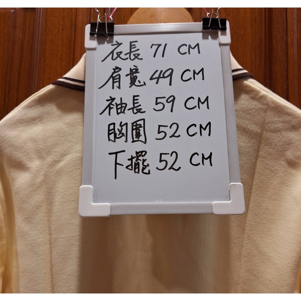 二手上衣,男士棉質長袖米黃色Polo衫,尺碼M號-細節圖7