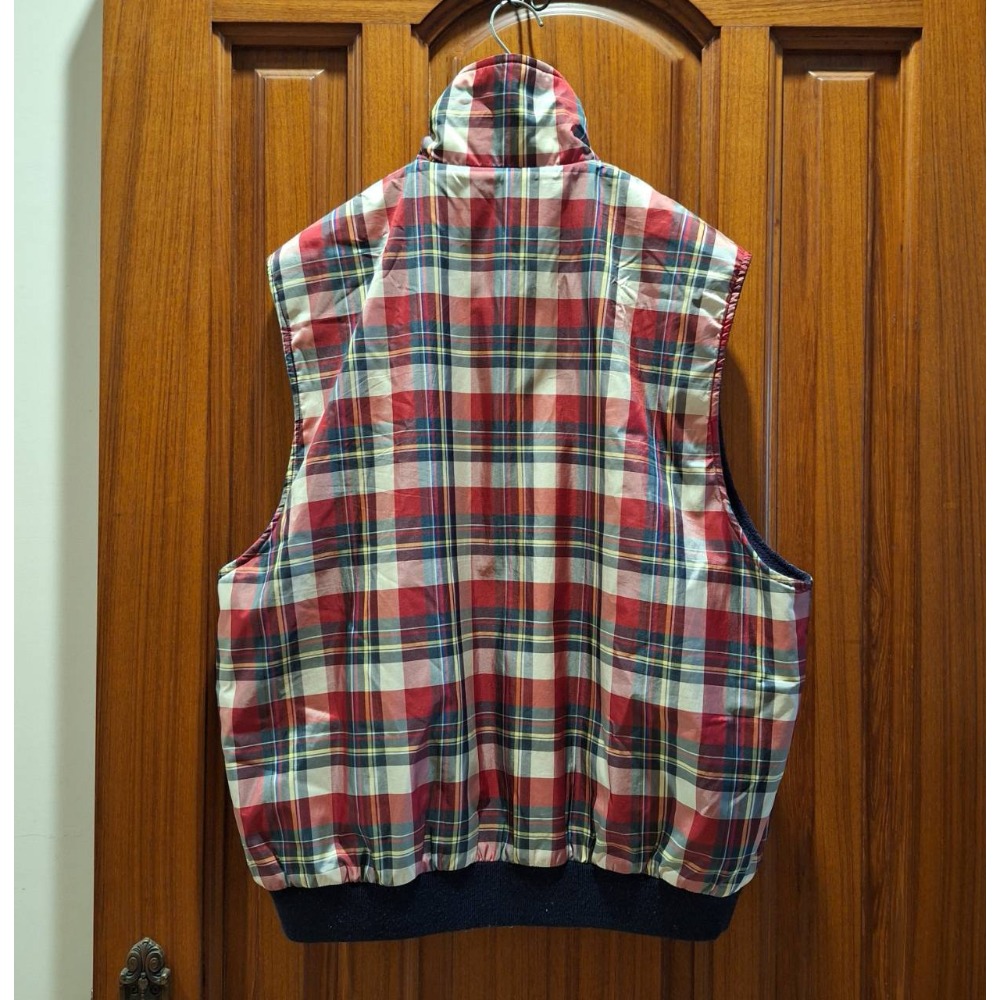 二手PIERRE BALMAIN男士秋冬季格紋/深藍色雙面穿拉鍊款立領刷毛背心, 尺碼L號-細節圖2