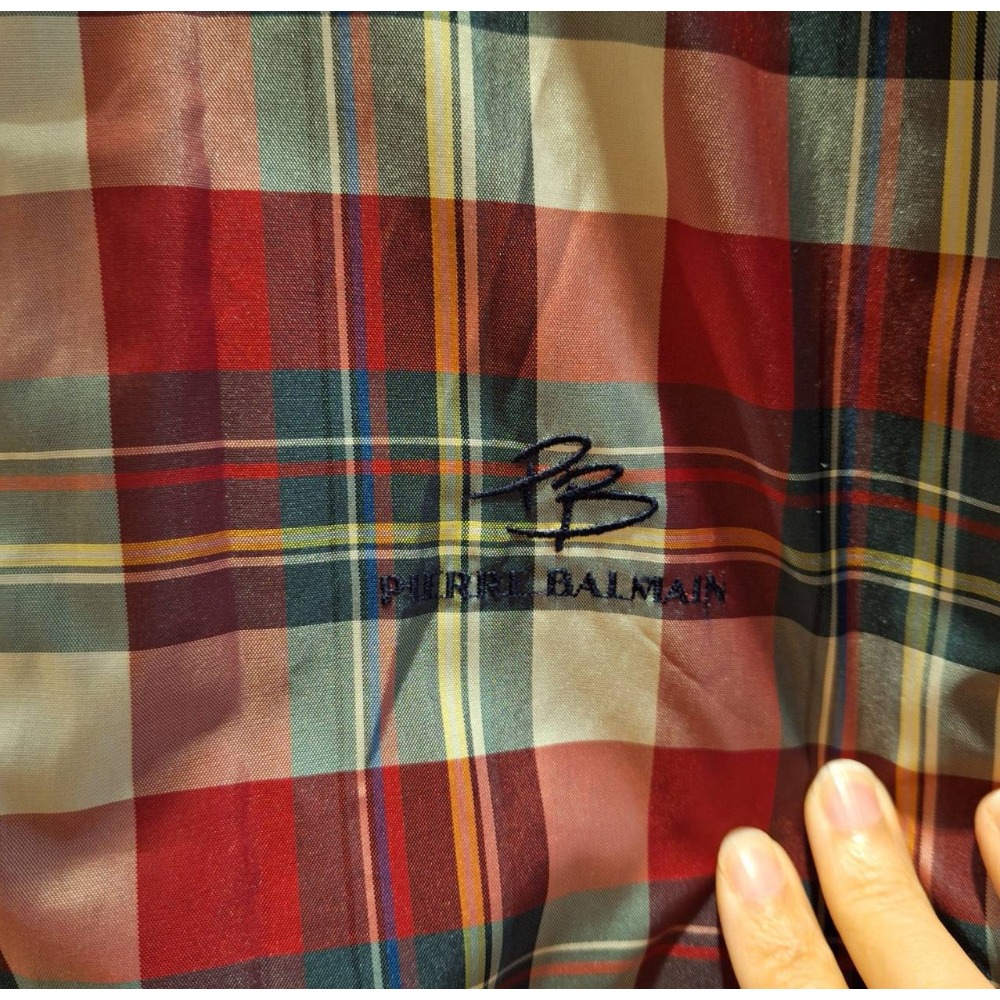 二手PIERRE BALMAIN男士秋冬季格紋/深藍色雙面穿拉鍊款立領刷毛背心, 尺碼L號-細節圖4