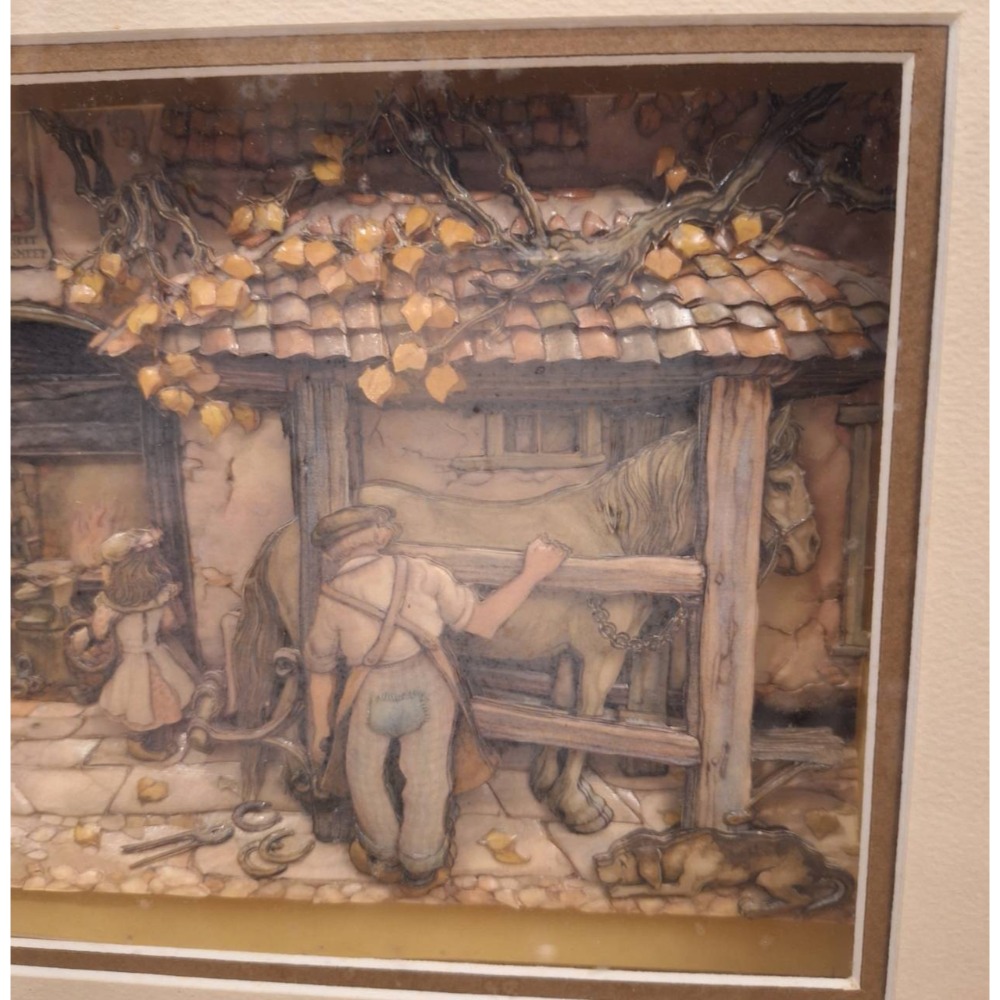 全新商品, Anton Pieck/鐵匠鋪立體畫shadow box by Kyoko Kanda-細節圖2