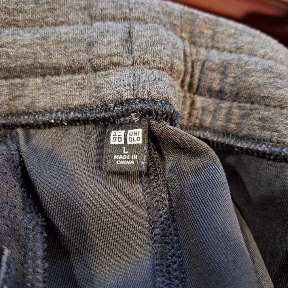 二手Uniqlo男士鐵灰色DRY束腳、鬆緊帶腰圍,彈性休閒褲（款式編號 341-465205）, 尺碼L號-細節圖7