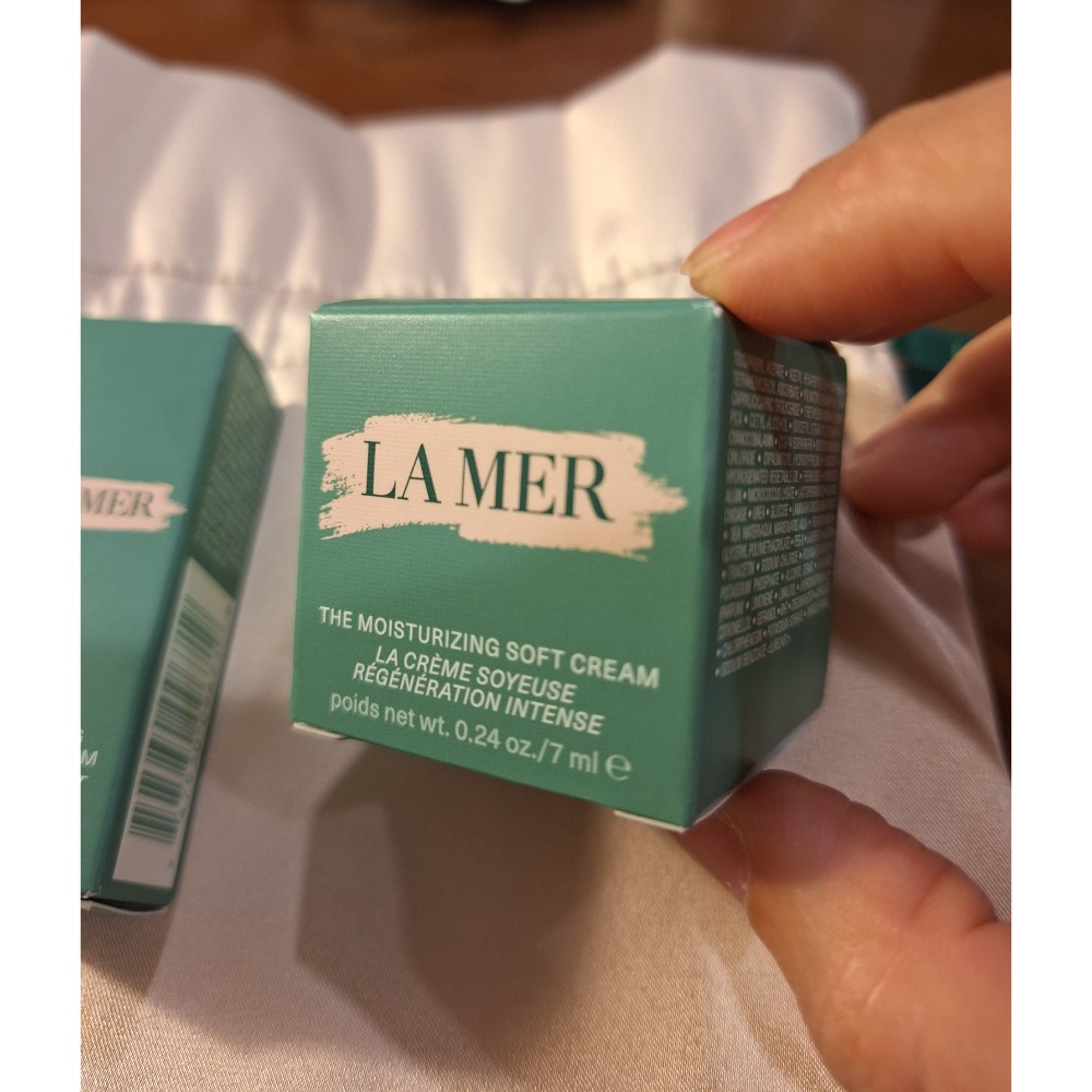 全新試用品，海洋拉娜La Mer舒芙乳霜7ml+提拉緊緻精華液3ml+收納束口袋-細節圖2
