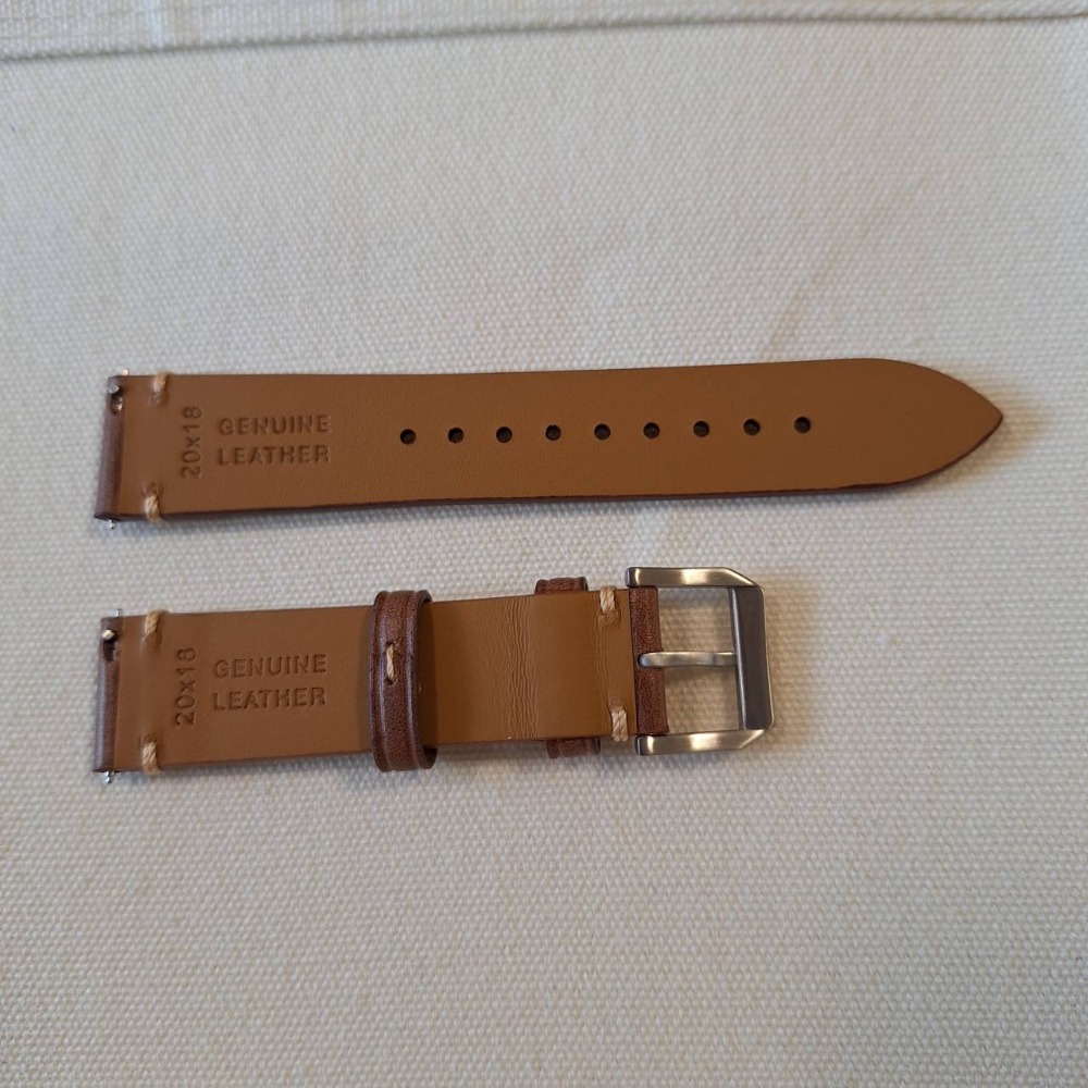 全新商品, 棕色真皮銀色扣錶帶一組+鑰匙鏈條一條, 兩樣商品打包一起賣-細節圖2