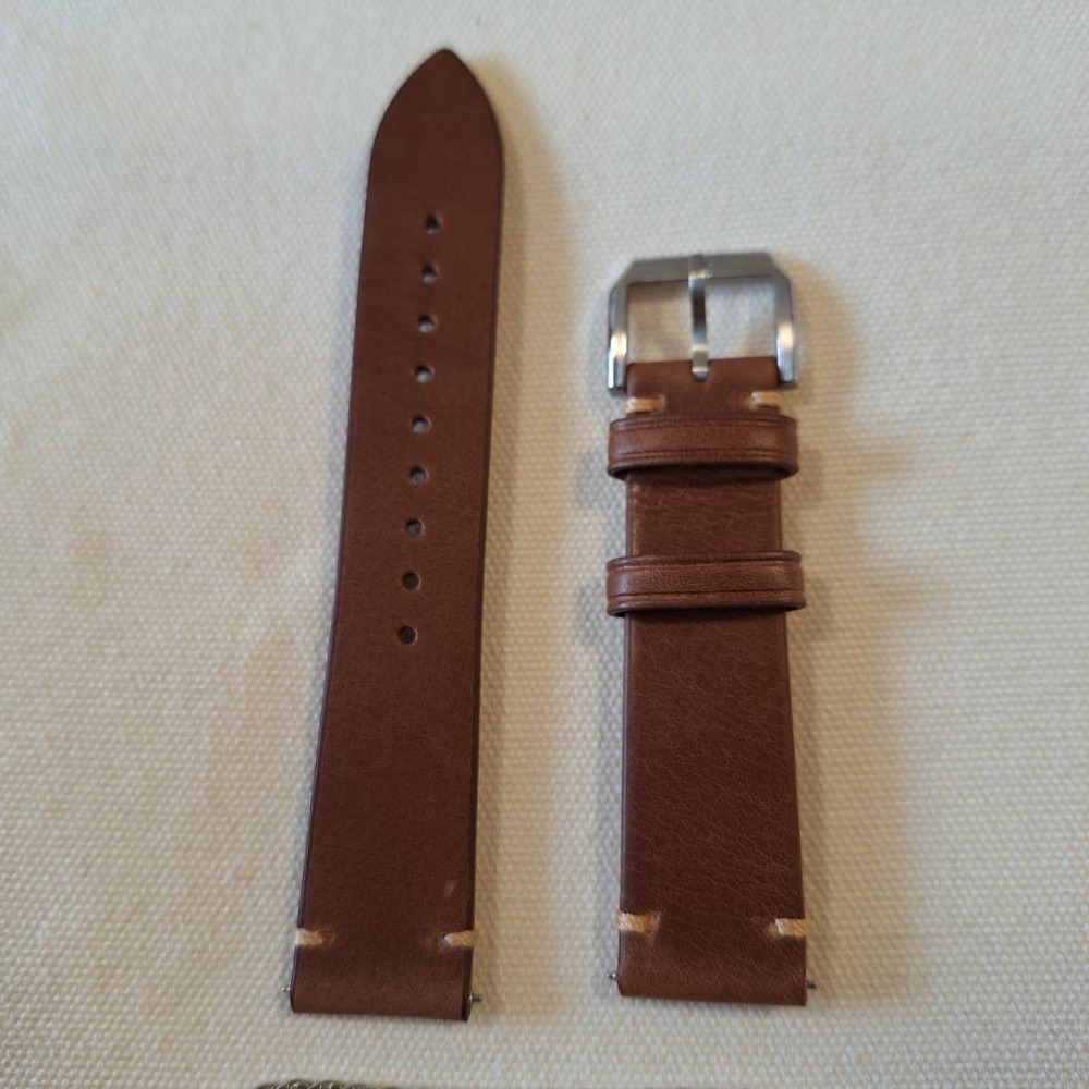 全新商品, 棕色真皮銀色扣錶帶一組+鑰匙鏈條一條, 兩樣商品打包一起賣-細節圖3