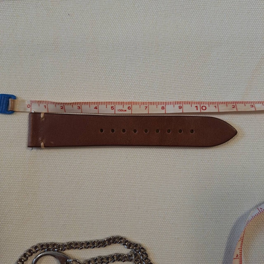 全新商品, 棕色真皮銀色扣錶帶一組+鑰匙鏈條一條, 兩樣商品打包一起賣-細節圖7