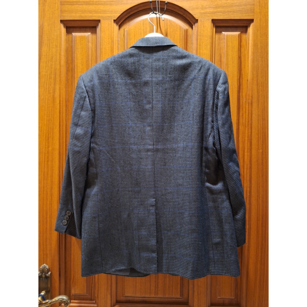 二手男士手工定製千鳥格紋西裝外套，義大利頂級品牌 Loro Piana 羊毛與羊絨混紡面料製作-細節圖2