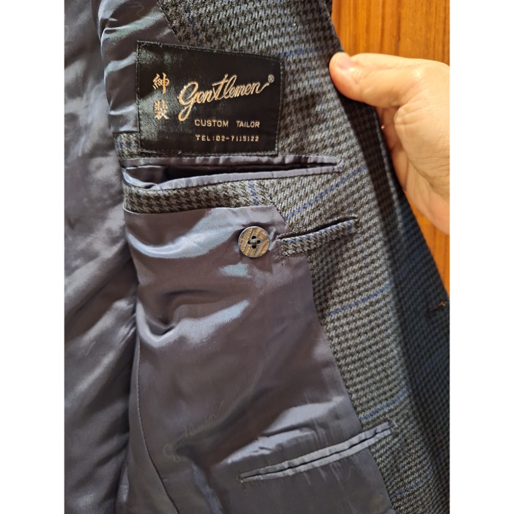 二手男士手工定製千鳥格紋西裝外套，義大利頂級品牌 Loro Piana 羊毛與羊絨混紡面料製作-細節圖5