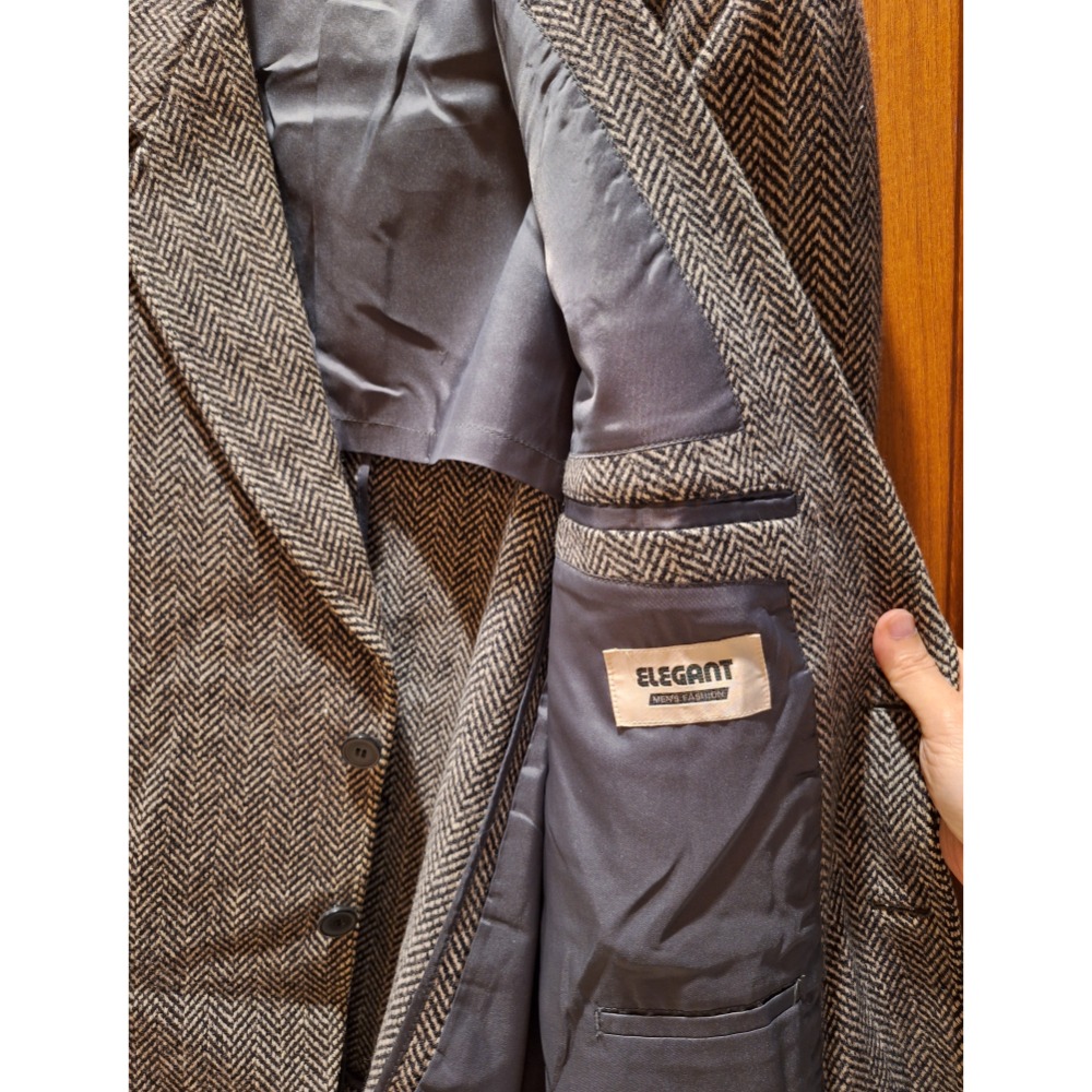二手衣物，ELEGANT MEN＇S FASHION男士人字紋秋冬西裝外套-細節圖7
